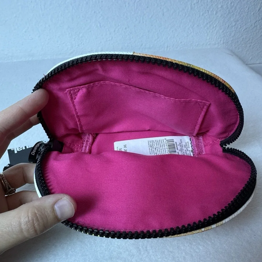 New Desigual Make-up Bag Toiletry Embroidered Believe In Yourself Pouch Colorful